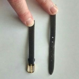 Dark Brown Leather Watch Band w/Gold Hardware